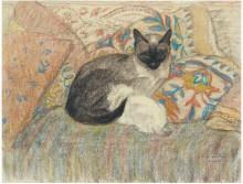 Копия картины "siamese cat and her kitten" художника "стейнлен теофиль"