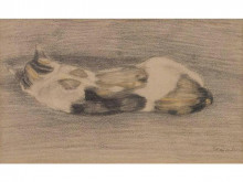 Репродукция картины "sleeping tricolor cate" художника "стейнлен теофиль"