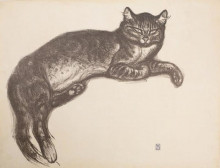 Копия картины "study for l&#39;hiver - cat on a cushion" художника "стейнлен теофиль"