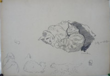 Репродукция картины "study of cats" художника "стейнлен теофиль"