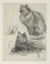 Репродукция картины "study of cats and figures" художника "стейнлен теофиль"
