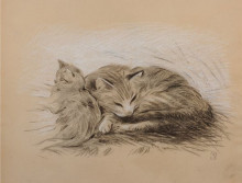 Копия картины "two cats" художника "стейнлен теофиль"