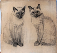 Репродукция картины "two siamese cats" художника "стейнлен теофиль"