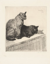 Копия картины "two sitting cats" художника "стейнлен теофиль"