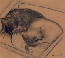 Репродукция картины "two sleeping cats" художника "стейнлен теофиль"