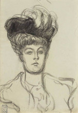 Копия картины "femme au chapeau" художника "стейнлен теофиль"