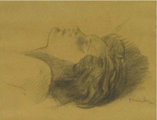 Репродукция картины "head of sleeping woman" художника "стейнлен теофиль"