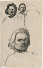 Репродукция картины "studies of portrait of maxim gorki" художника "стейнлен теофиль"