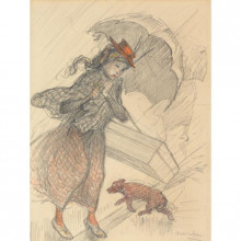 Репродукция картины "la livreuse sous la pluie" художника "стейнлен теофиль"