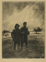 Репродукция картины "les deux vagabonds" художника "стейнлен теофиль"