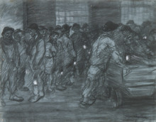 Копия картины "miners with lanterns" художника "стейнлен теофиль"