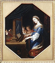 Картина "sainte cecile playing the organ" художника "стелла жак"
