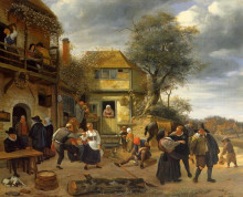 Репродукция картины "peasants before an inn" художника "стен ян"
