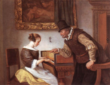 Репродукция картины "harpsichord lesson" художника "стен ян"