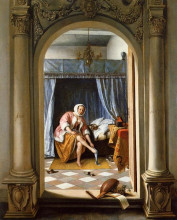 Репродукция картины "woman at her toilet" художника "стен ян"