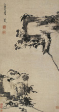Репродукция картины "bamboo, rock, and mandarin ducks" художника "бада шаньжэнь"