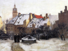 Репродукция картины "winter afternoon old munich" художника "стил теодор клемент"