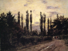 Картина "evening poplars and roadway near schleissheim" художника "стил теодор клемент"