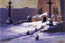 Копия картины "monument in the snow" художника "стил теодор клемент"