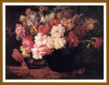 Репродукция картины "peonies and irises" художника "стил теодор клемент"