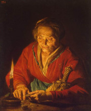 Репродукция картины "старуха со свечой" художника "стом маттиас"