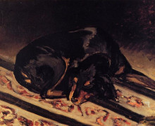 Репродукция картины "the dog rita asleep" художника "базиль фредерик"