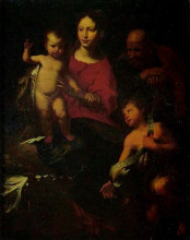 Картина "holy family with st. john the baptist" художника "строцци бернардо"