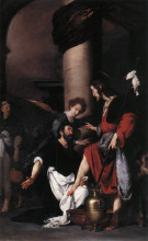 Репродукция картины "st. augustine washing the feet of christ" художника "строцци бернардо"