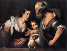 Репродукция картины "prophet elijah and the widow of sarepta" художника "строцци бернардо"