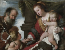 Картина "holy family with st. john baptist" художника "строцци бернардо"