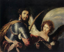 Репродукция картины "st. maurice and the angel" художника "строцци бернардо"