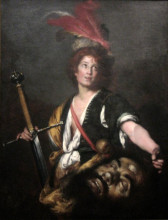 Картина "david with the head of goliath" художника "строцци бернардо"
