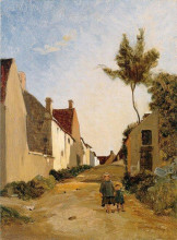 Копия картины "village street" художника "базиль фредерик"