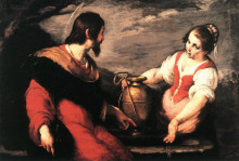 Репродукция картины "christ and the samaritan woman" художника "строцци бернардо"