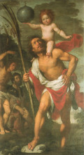 Копия картины "st. christopher, st. sebastian, st. roch" художника "строцци бернардо"