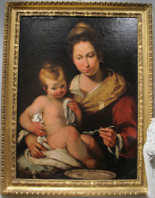 Копия картины "madonna della pappa" художника "строцци бернардо"