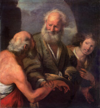 Репродукция картины "st. peter cures the lame beggar" художника "строцци бернардо"
