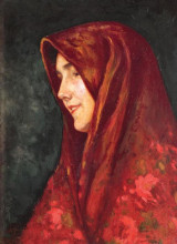 Копия картины "the red scarf" художника "струмбеску ипполит"