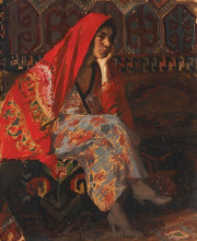 Картина "the red headscarf" художника "струмбеску ипполит"