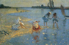 Репродукция картины "walberswick. children paddling" художника "стэр филип уилсон"