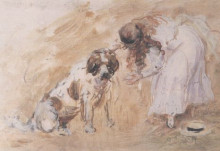Копия картины "girl and st. bernard dog" художника "стэр филип уилсон"