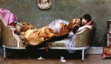 Копия картины "reclining woman" художника "стюарт юлиус леблан"
