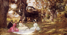 Картина "picnic under the trees" художника "стюарт юлиус леблан"