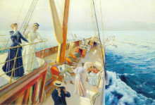 Копия картины "yachting in the mediterranean" художника "стюарт юлиус леблан"