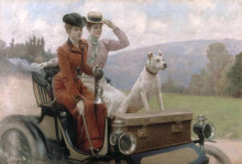Копия картины "end of summertime, the ride, form the cover of &#39;soleil du dimanche&#39;, sunday 20th of october 1901" художника "стюарт юлиус леблан"