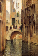 Картина "venetian canal" художника "стюарт юлиус леблан"