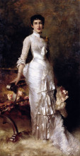 Картина "young beauty in a white dress" художника "стюарт юлиус леблан"
