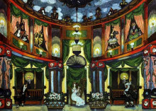 Репродукция картины "у олимпии. эскиз декорации к &#171;сказкам гофмана&#187; ж.оффенбаха." художника "судейкин сергей"