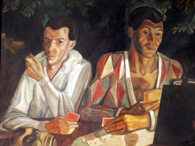 Копия картины "harlequin and pierrot, double self-portrait" художника "судейкин сергей"
