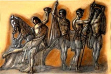 Репродукция картины "costume studies with mythological figures for ballet “dionysus” by glazunov in mordkin theatre" художника "судейкин сергей"